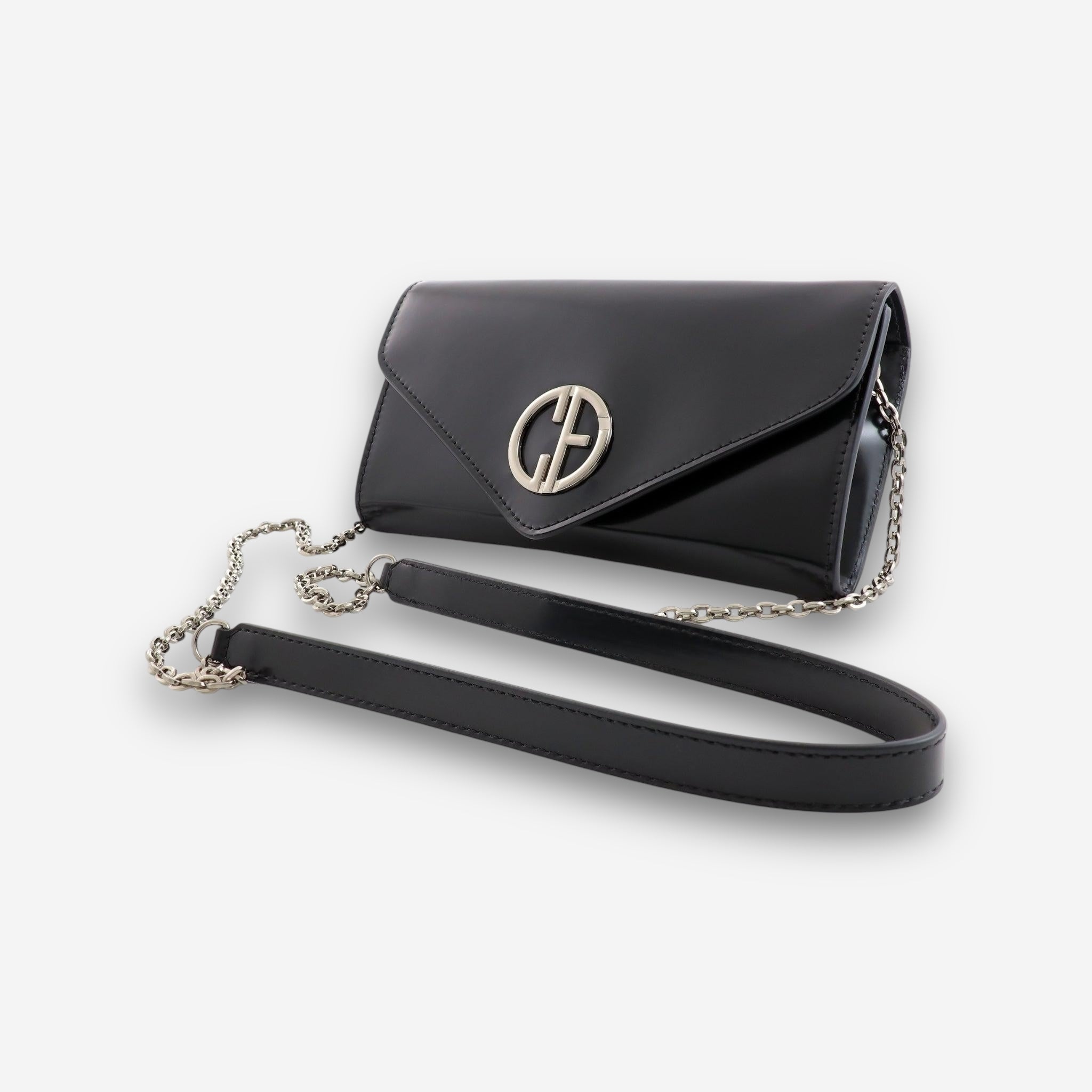 Whisper Silver - Black Semi Patent Crossbody Bag | Coldfire Whisper Silver - Black Semi Patent Crossbody Bag | Coldfire