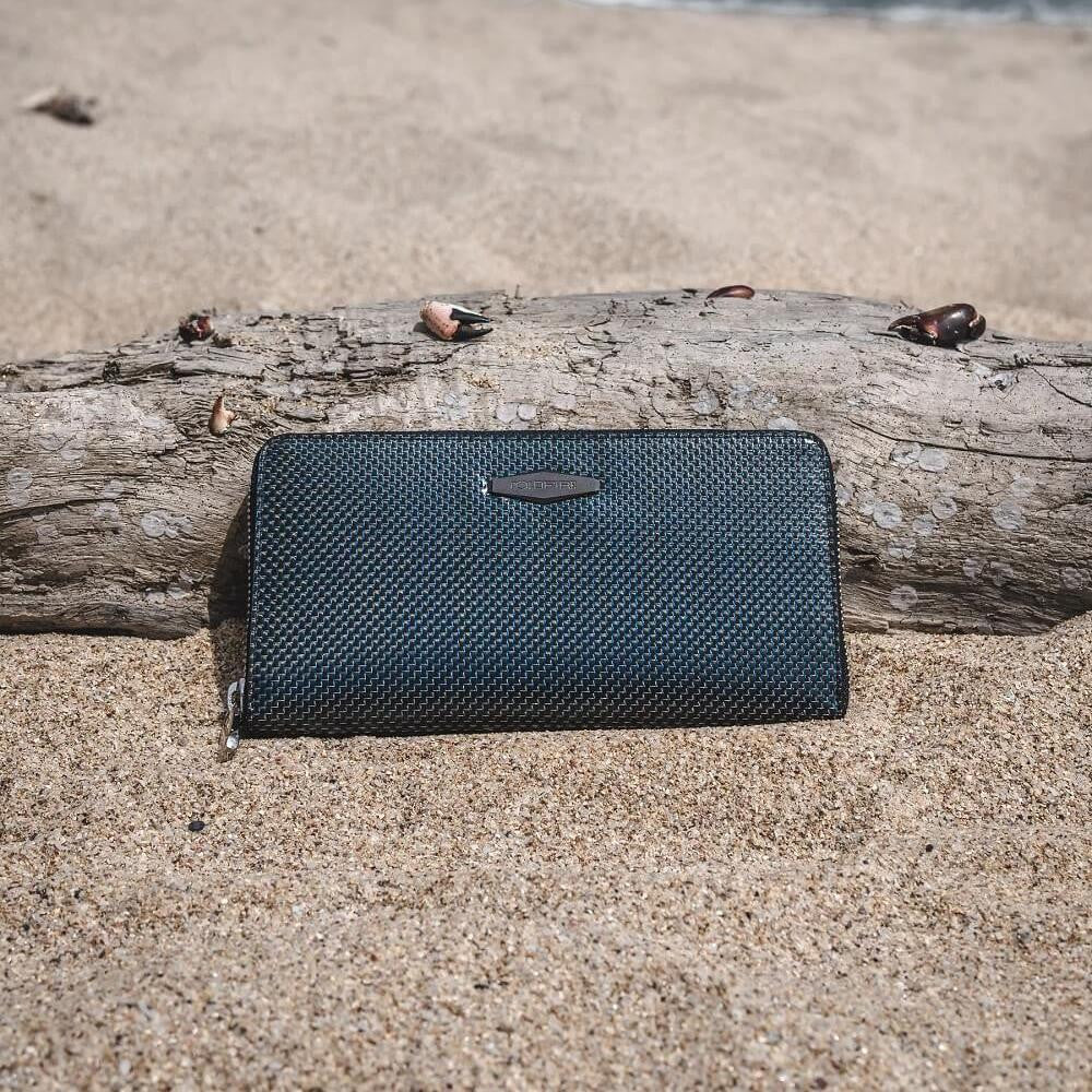 TE - Accordion Zip Around RFID Wallet for Women (Blue) - COLDFIRE