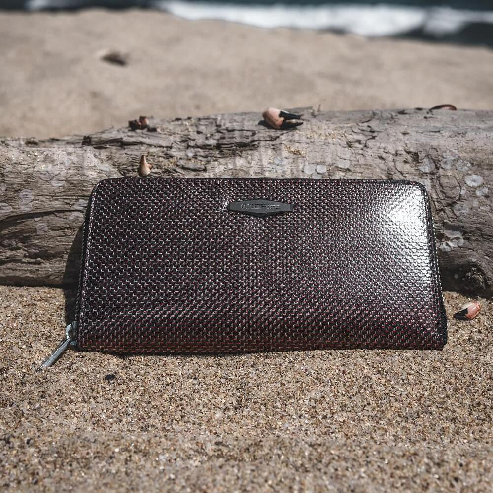 TE - Accordion Zip Around RFID Wallet for Women (Red) - COLDFIRE