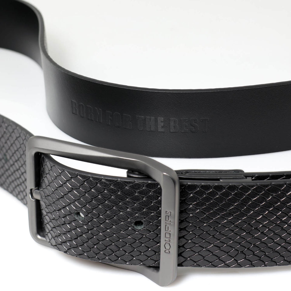 COLDFIRE Casual Men's Leather Belt | Heavy Duty EDC Belt | Black Snake Skin Pattern - COLDFIRE