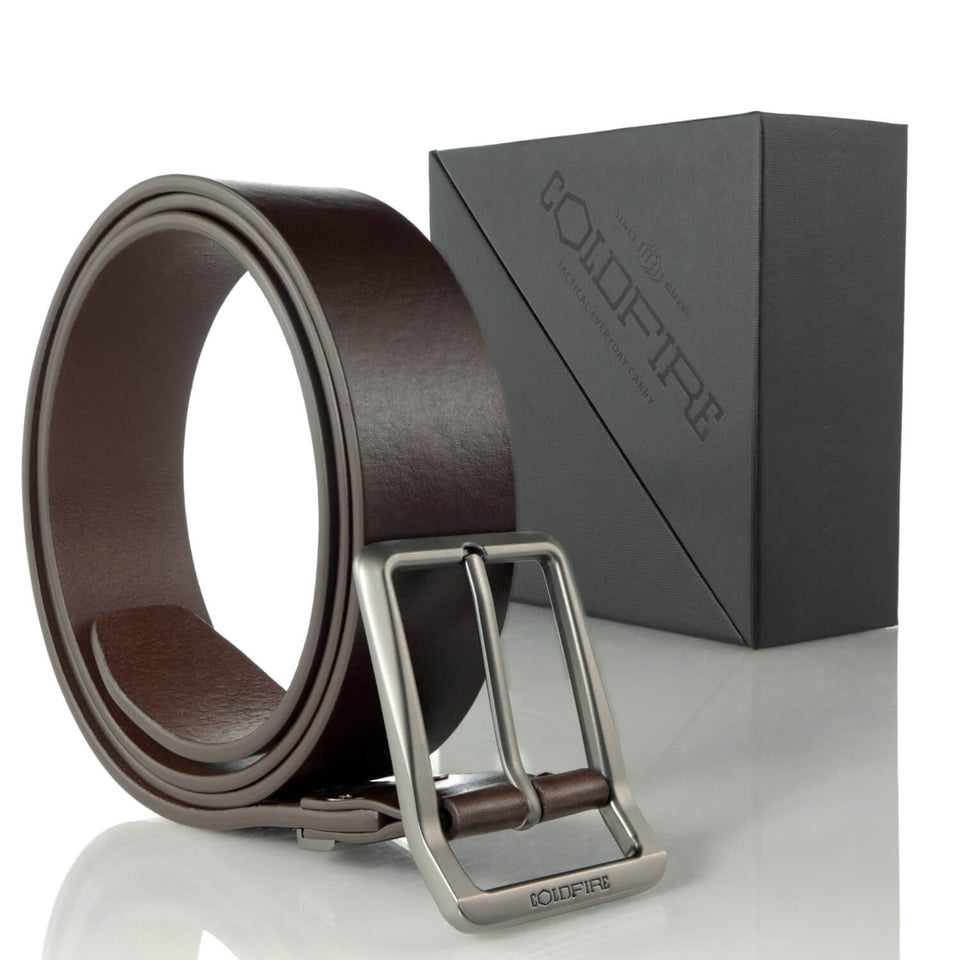 COLDFIRE Casual Men's Leather Belt | Heavy Duty EDC Belt | Brown - COLDFIRE