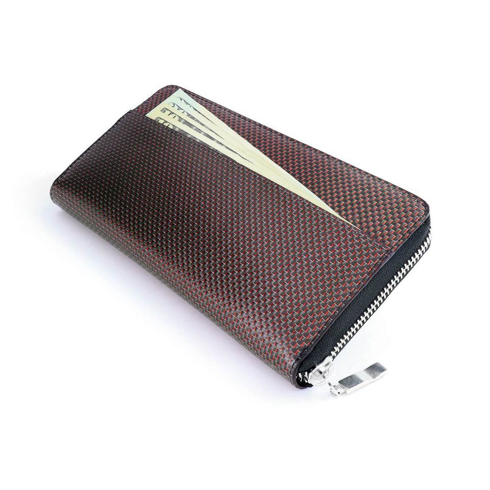 TE - Accordion Zip Around RFID Wallet for Women (Red) - COLDFIRE