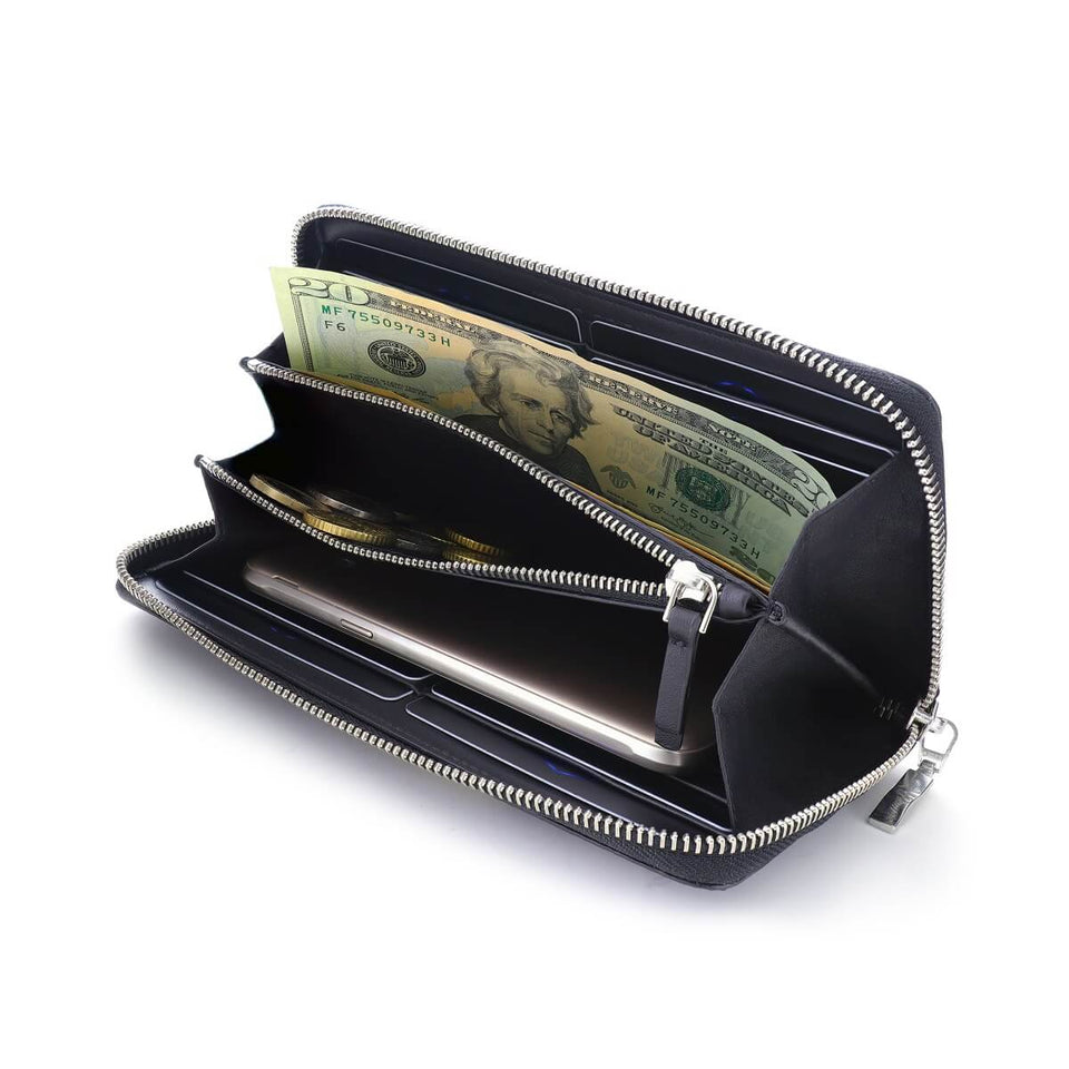 TE - Accordion Zip Around RFID Wallet for Women (Red) - COLDFIRE