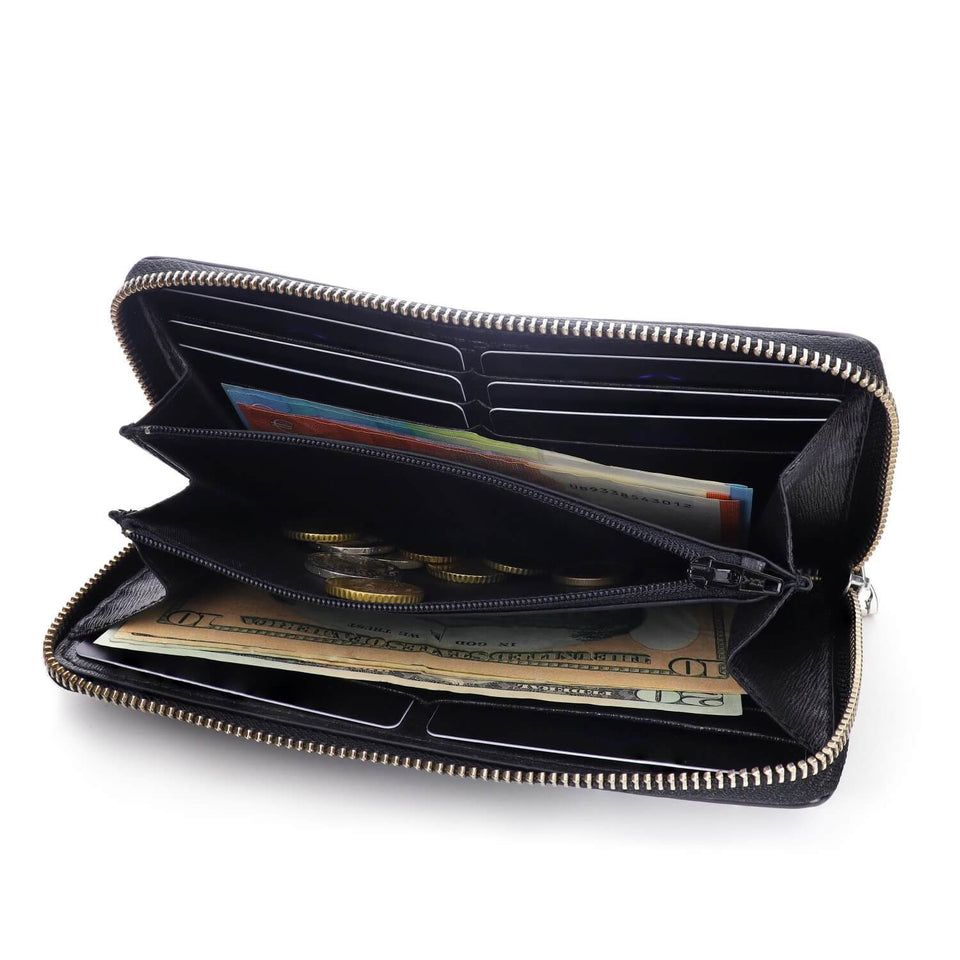 Women's Leather Zip Around Clutch Wallet - Cyclamen - Color Vibes - COLDFIRE