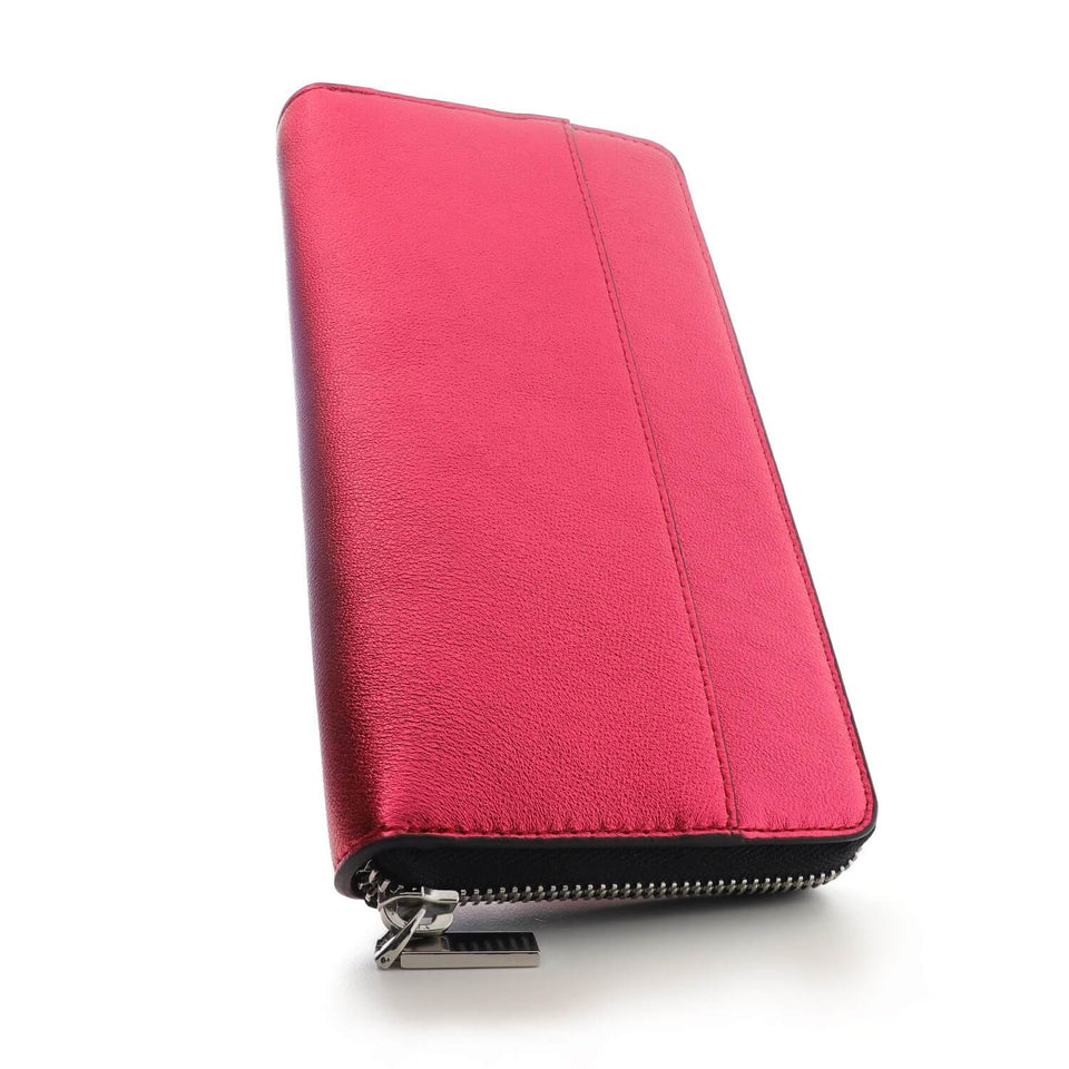 Women's Leather Zip Around Clutch Wallet - Cyclamen - Color Vibes - COLDFIRE