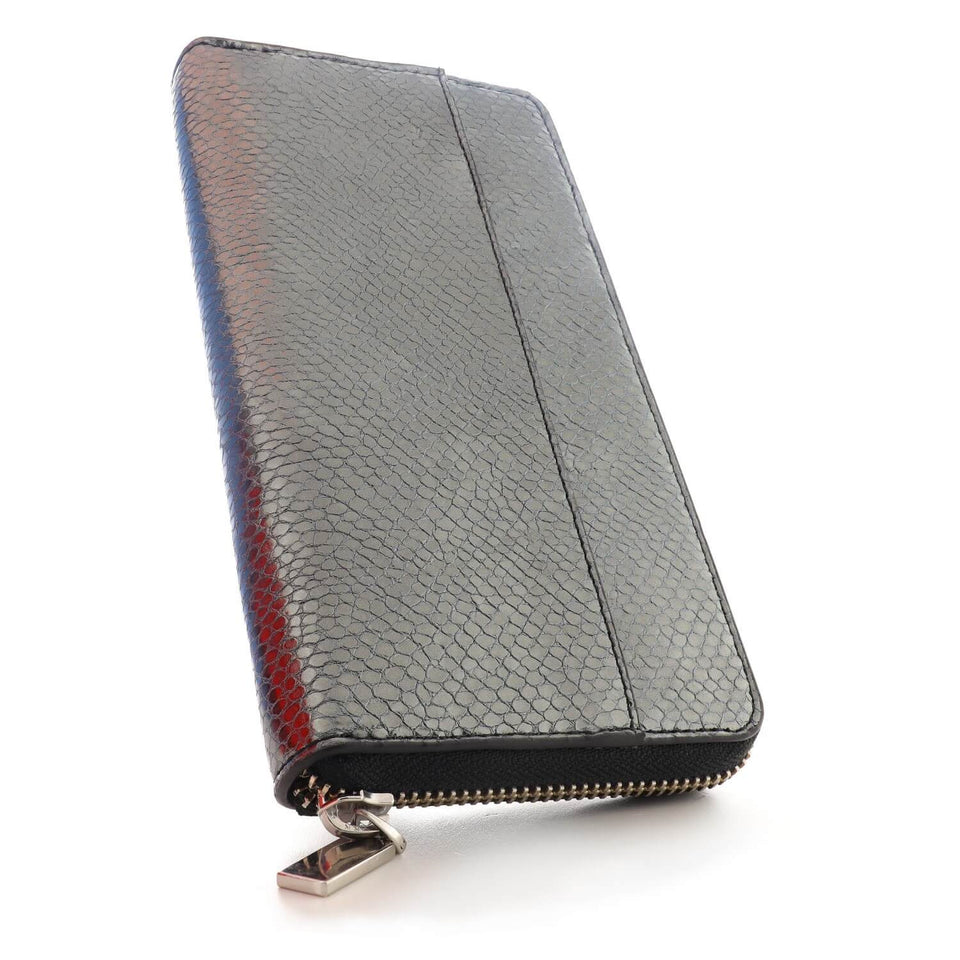 Women's Leather Zip Around Clutch Wallet - Dark Silver - Color Vibes - COLDFIRE