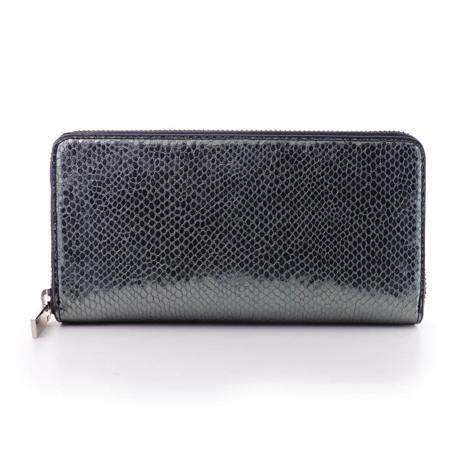 Women's Leather Zip Around Clutch Wallet - Dark Silver - Color Vibes - COLDFIRE