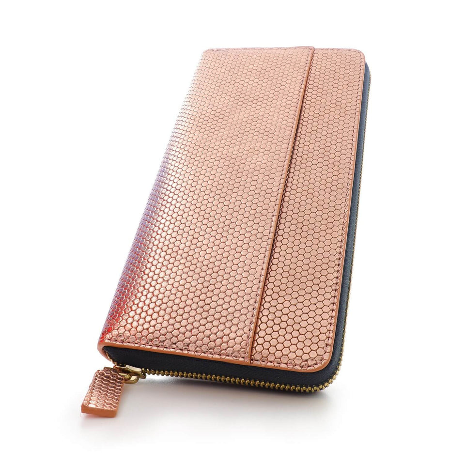 Women's Leather Zip Around Clutch Wallet - Rose Gold - Color Vibes - COLDFIRE