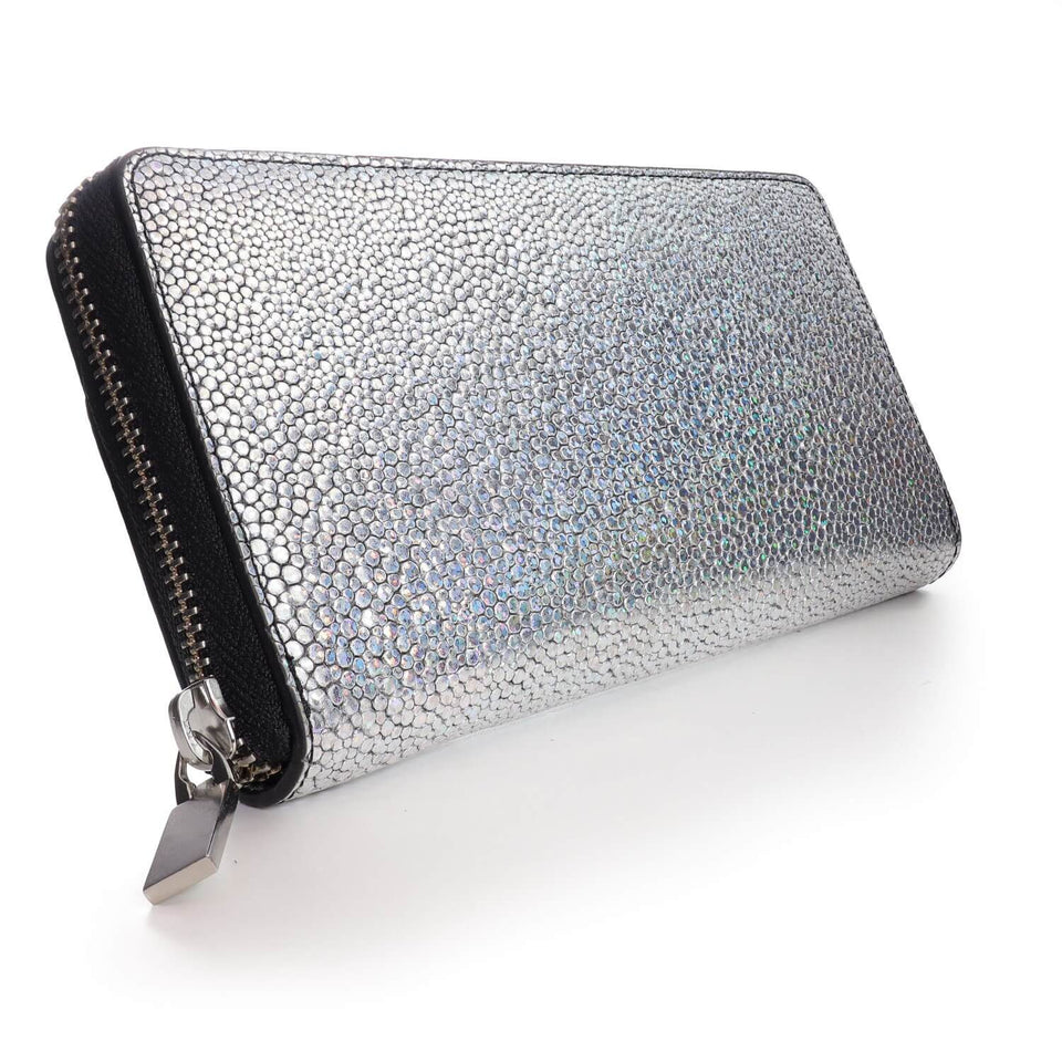 Women's Leather Zip Around Clutch Wallet - Silver - Color Vibes - COLDFIRE